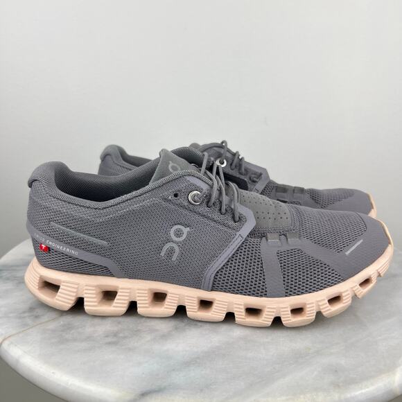 Women On Cloud 5 Gray Athletic Casual Running Sneakers Zinc I Shell (Sz 7.5) - Picture 3 of 12